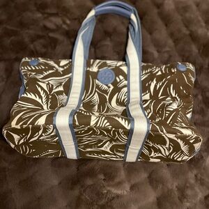 Tory Burch. Brown and Blue Patterned Tote Bag